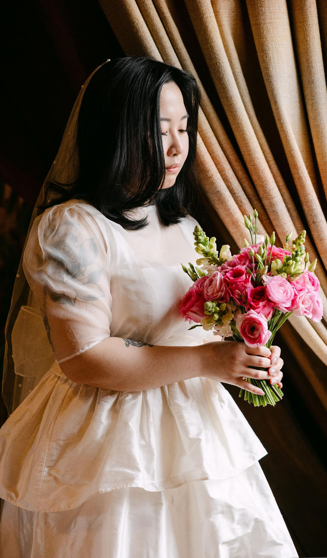 Bespoke silk doupion wedding dress