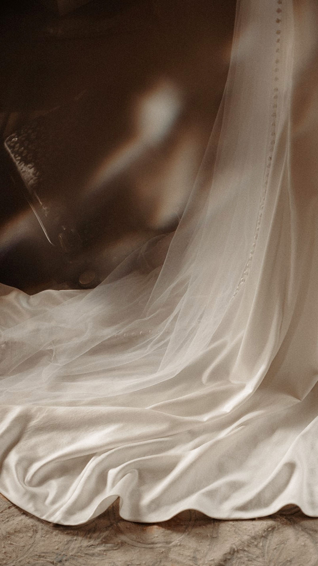 Bespoke silk crepe back satin wedding dress