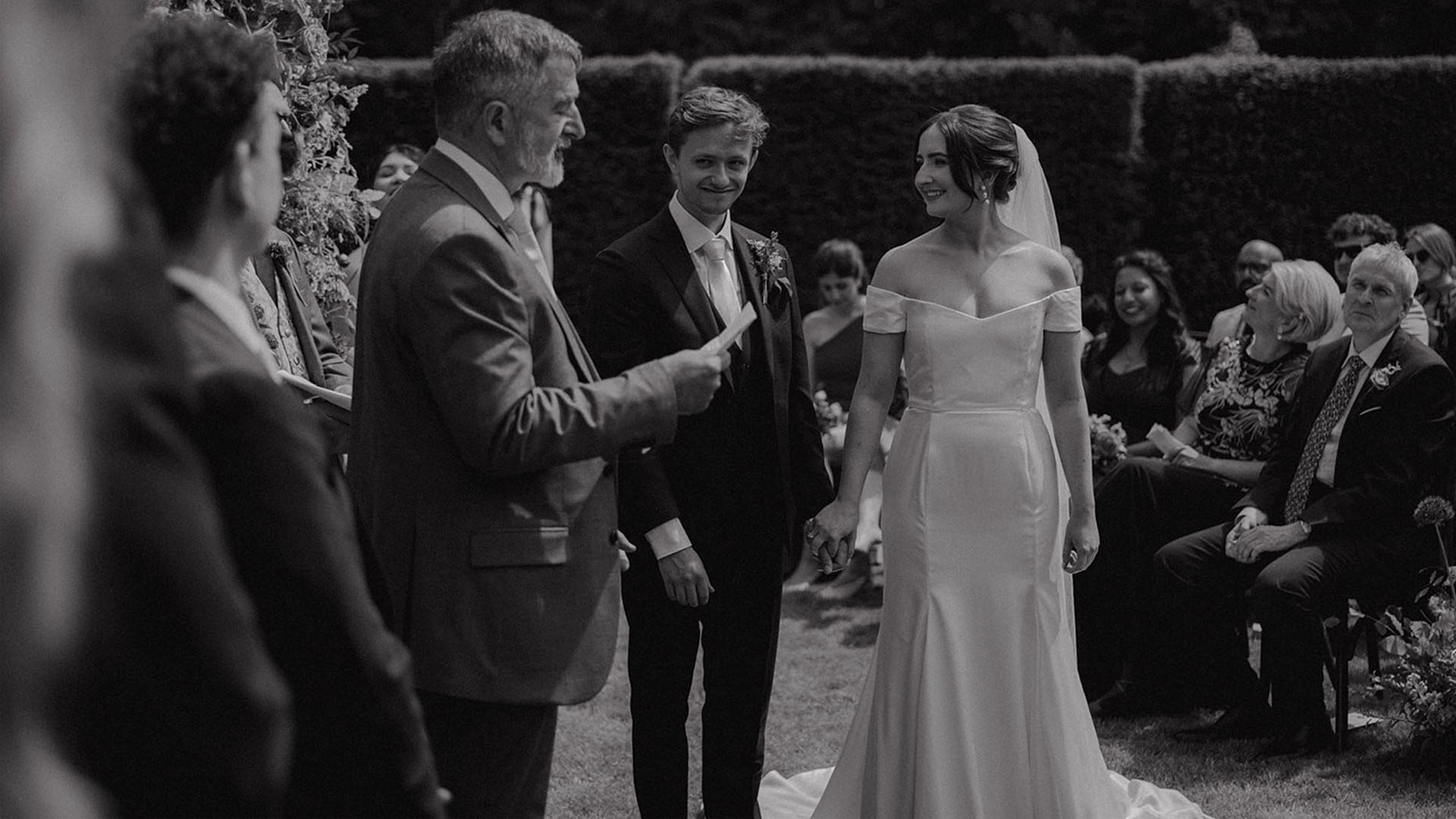 Bespoke silk crepe back satin wedding dress