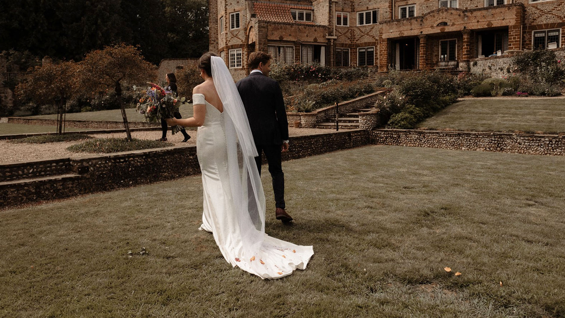 Bespoke silk crepe back satin wedding dress