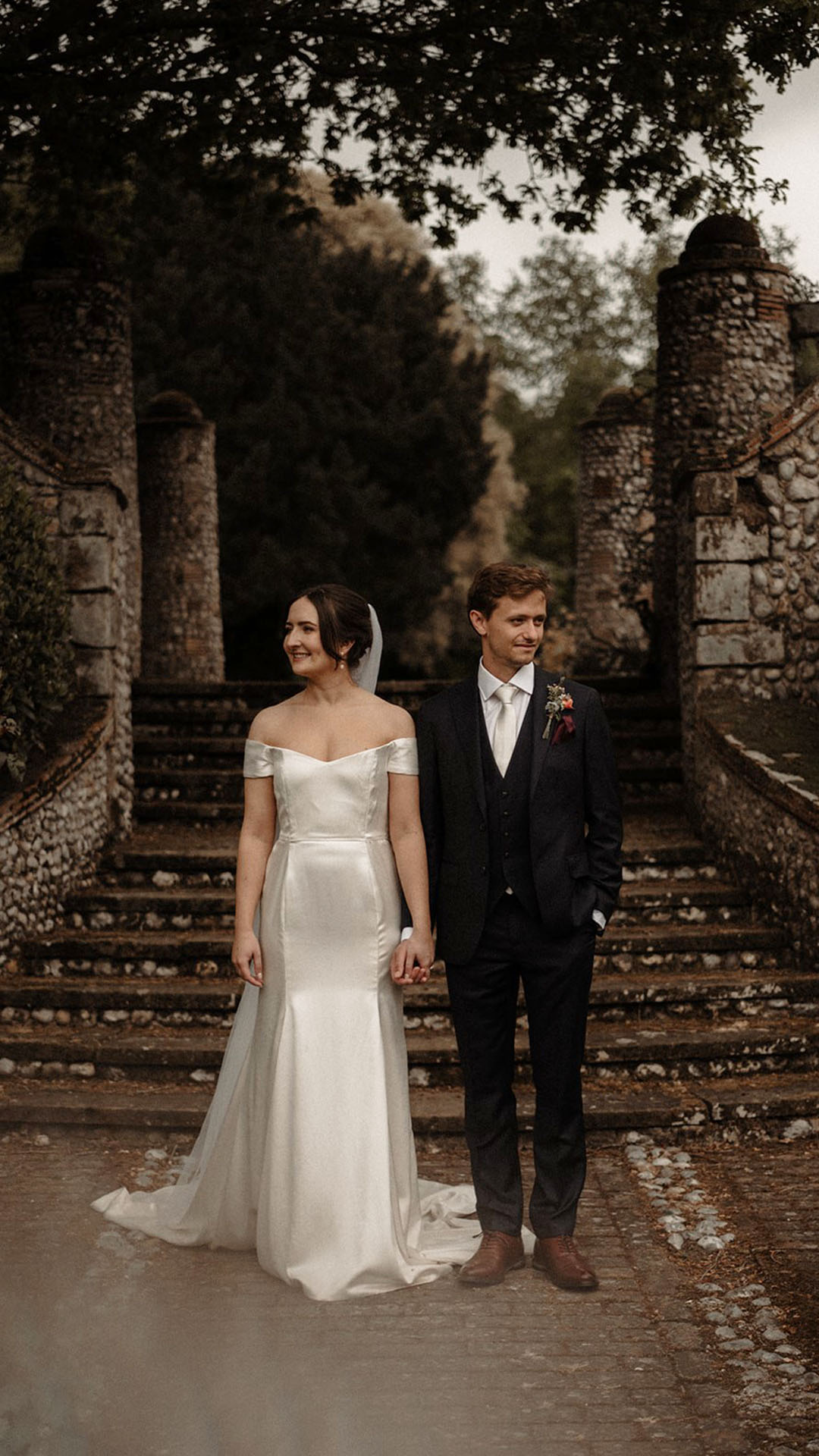 Bespoke silk crepe back satin wedding dress