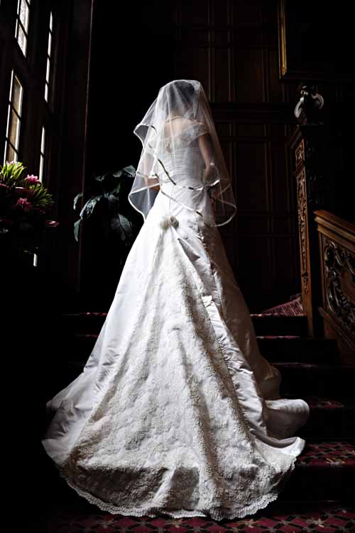 Silk and lace wedding dress