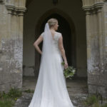 bespoke lace and silk wedding dress