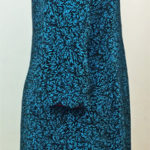 Overlapped dress in blue green willow wood printed pattern